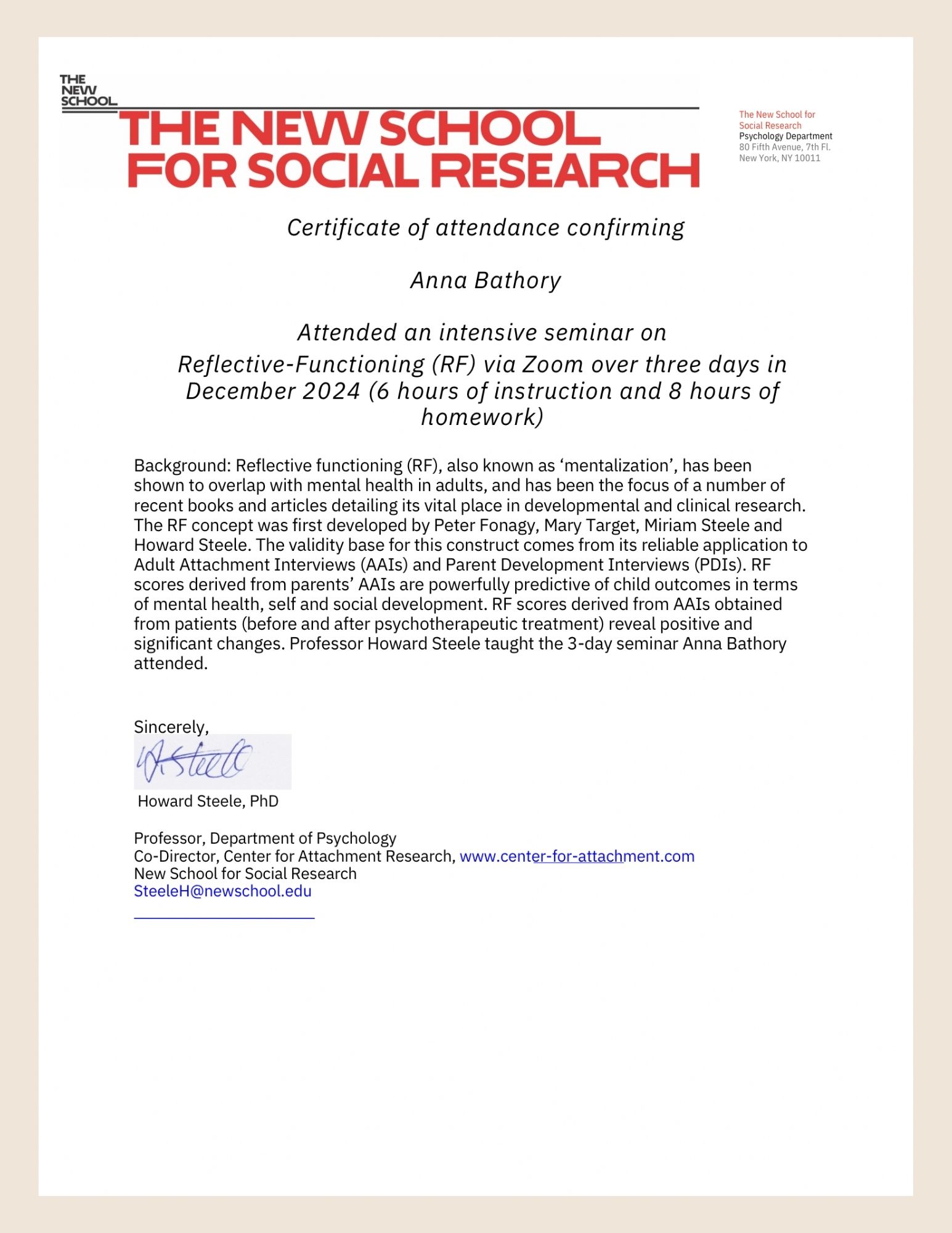 Funkcjonowanie refleksyjne - certyfikat kompetencji